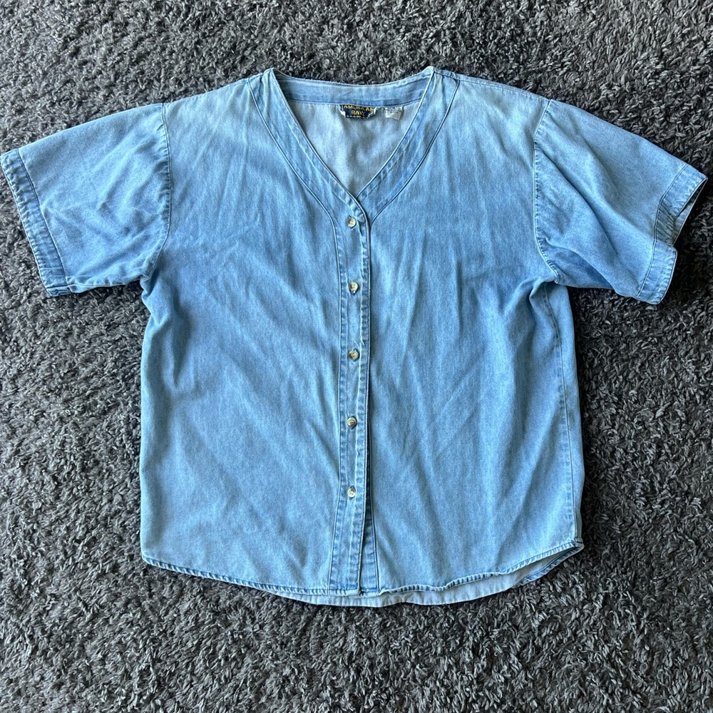 Vintage Blue Denim Button Down Shirt